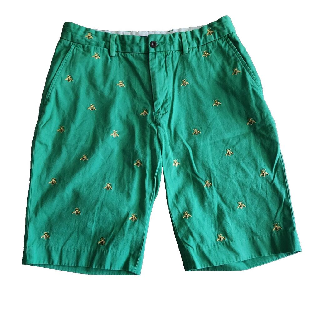 Polo Ralph Lauren Mens Size 32 Green Chino Shorts Embroidered Honey Bees